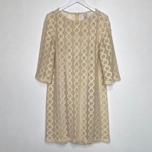 CHICO’S Ivory Crochet Lace Shift Dress Size 8